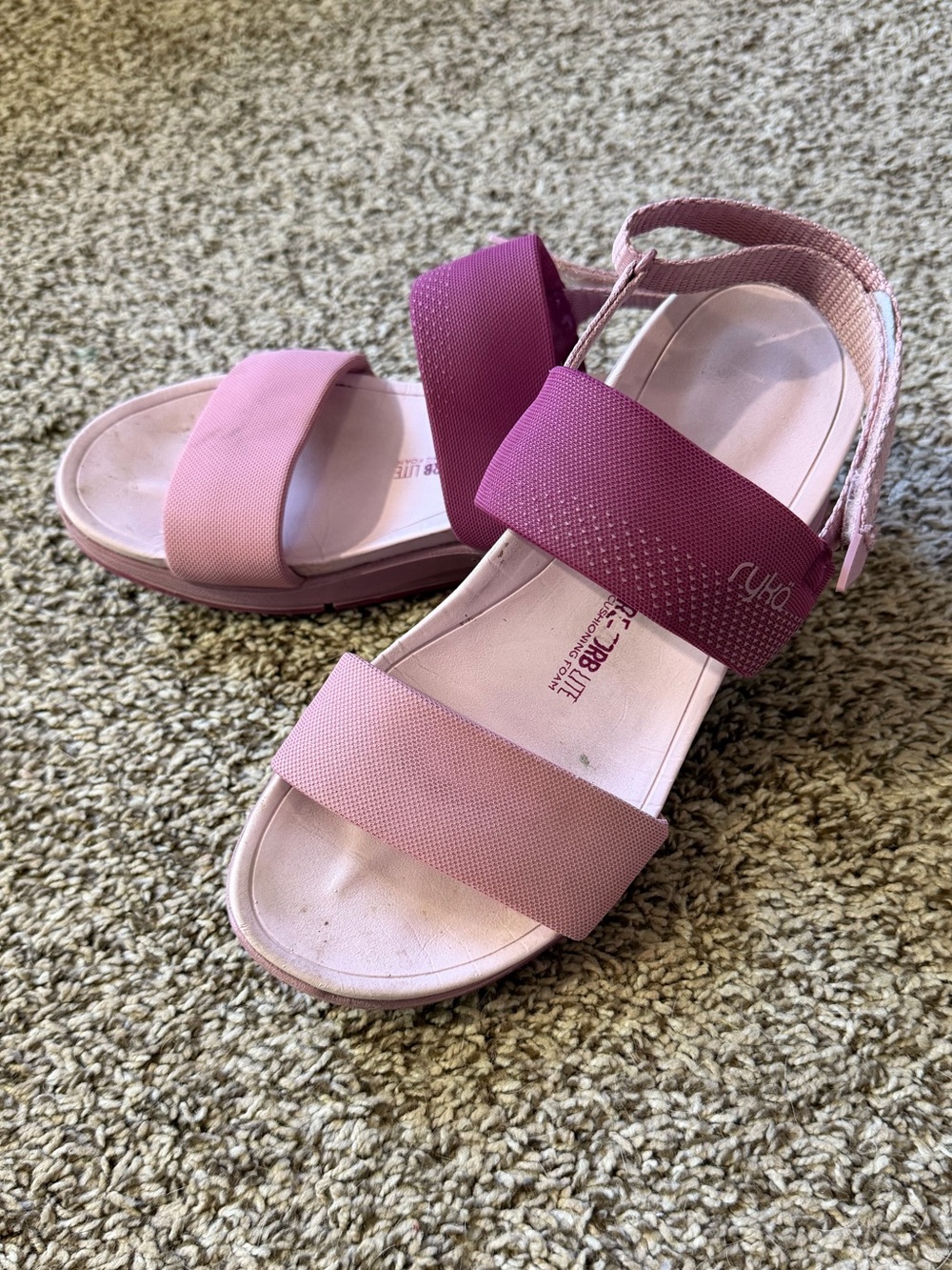 Ryka Pink Strappy Slide Sandals